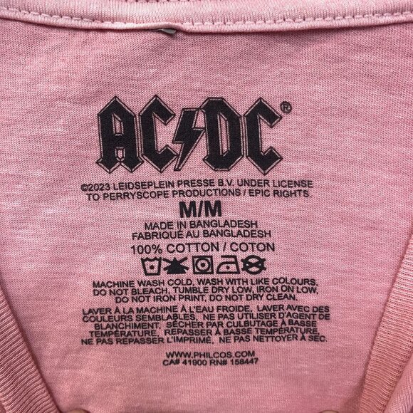 AC/DC Who Made Me Pink Rhinestone T-Shirt Medium - Picture 4 of 4